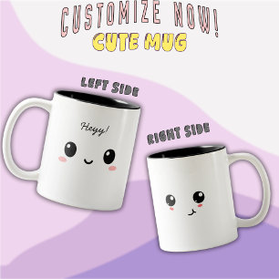 „Heyy!“ Süße Zwei-Ton-Kaffeetasse Zweifarbige Tasse