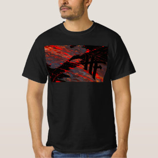 HF-Logo auf Drip-Art-Hintergrund platziert T-Shirt