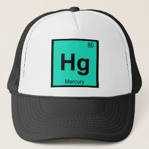 Hg - Periodisches Tabellensymbol für Quecksilber-C Truckerkappe