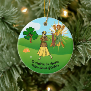 HH. Andreas und Judas mit 2 Golferinnen Keramik Ornament