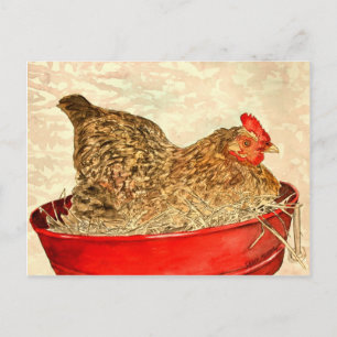 Hhen chicken painting art ohrfeigen postkarte
