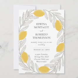 HHS Lemon Wreath Minimal Mediterranean Wedding Einladung