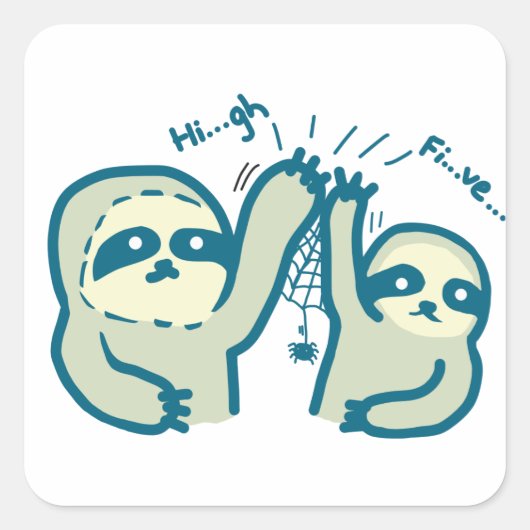 Hi-5-Slothes Quadratischer Aufkleber (Vorderseite)