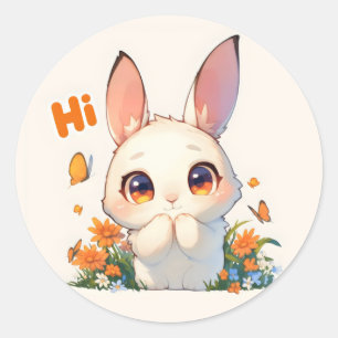 Hi Anime Bunny Niedlich Runder Aufkleber