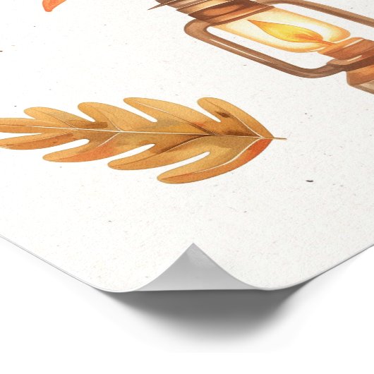 Hi Autumn Wall Art – Cozy Fall Print with Mushroom Poster (Ecke)