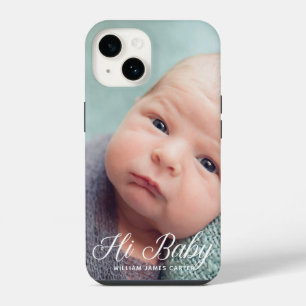 Hi Baby Foto Chic White Script Custom Newborn iPhone 14 Hülle