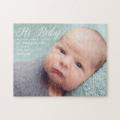 Hi Baby Foto Chic White Script Neugeborene Puzzle (Horizontal)