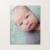 Hi Baby Foto Chic White Script Neugeborene Puzzle (Vertikal)