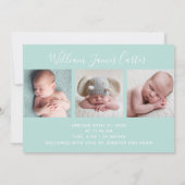 Hi Baby Foto Mint Elegant Simple Typografy Birth Ankündigung (Rückseite)