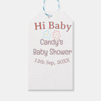 hi Babyparty blau orange Blume trendy retro mod Geschenkanhänger
