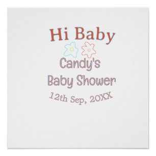hi Babyparty blau orange Blume trendy retro mod Poster