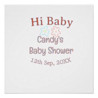 hi Babyparty blau orange Blume trendy retro mod Poster