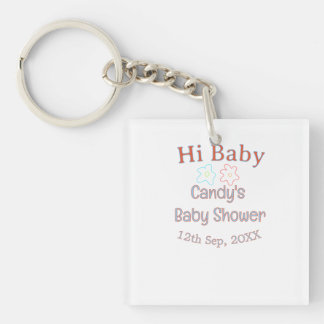 hi Babyparty blau orange Blume trendy retro mod Schlüsselanhänger