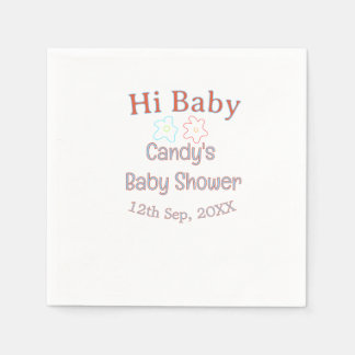 hi Babyparty blau orange Blume trendy retro mod Serviette