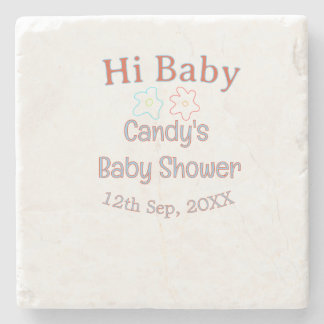 hi Babyparty blau orange Blume trendy retro mod Steinuntersetzer