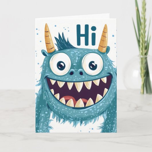 Hi Blue Monster Feiertagskarte (Vorderseite)