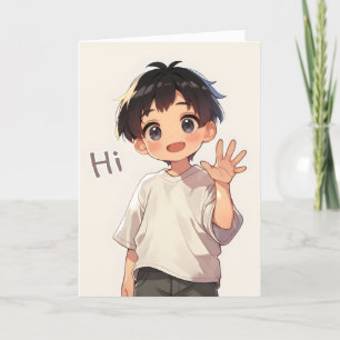 Hi Chibi Boy Anime Feiertagskarte