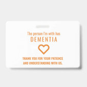 HI-Demenz und Alzheimer-Geduld Ausweis (Back)