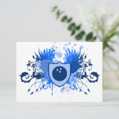 Hi-Fi-Bowling-Wappen Einladung (Stehend Vorderseite)