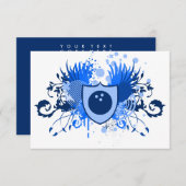 Hi-Fi-Bowling-Wappen Einladung (Vorne/Hinten)