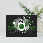 Hi-Fi-Bowling-Wappen Einladung (Stehend Vorderseite)