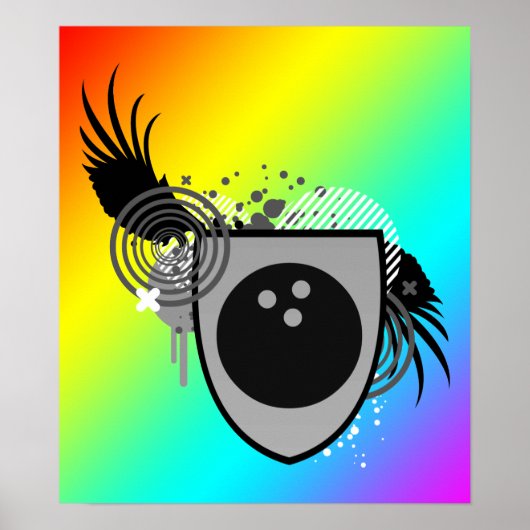 Hi-Fi-Bowling-Wappen Poster (Vorne)