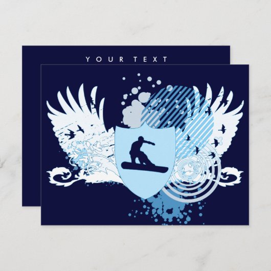 Hi-Fi-Snowboarder Einladung (Vorne/Hinten)