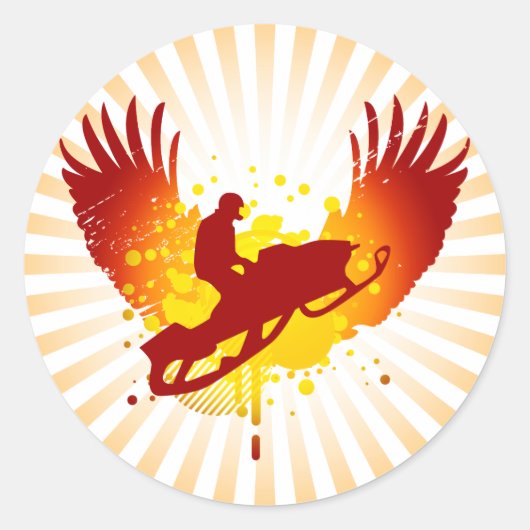 Hi-Fi-Snowmobiling Runder Aufkleber (Vorderseite)