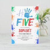 Hi-five High Five 5th Birthday Invitation Einladung (Stehend Vorderseite)