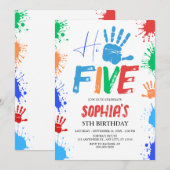 Hi-five High Five 5th Birthday Invitation Einladung (Vorne/Hinten)