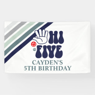 Hi Five Retro-Streifen Geburtstag Banner
