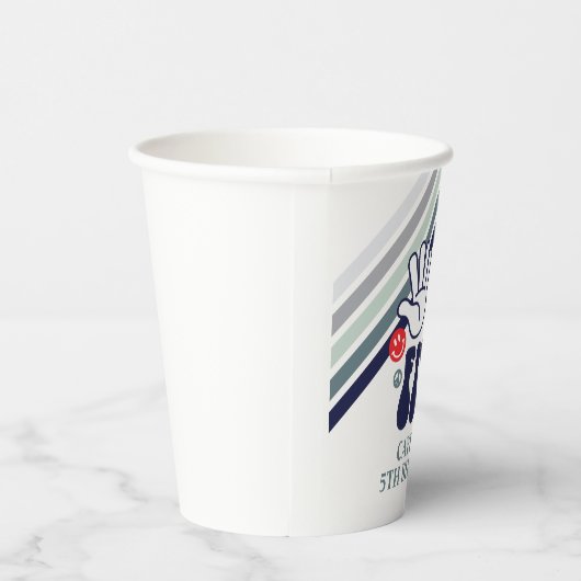 HI FÜNF Retro Strip blaue Papiersorten Pappbecher (Rechts)