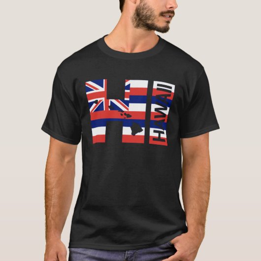 HI Hawaii Islands Hawaiian Flag Beach T-Shirt (Vorderseite)