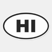 HI Hawaii Ovaler Aufkleber (Vorderseite)