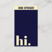 Hi Hello Simple Typografy Blue & Beige Lässig Visitenkarte (Vorderseite)