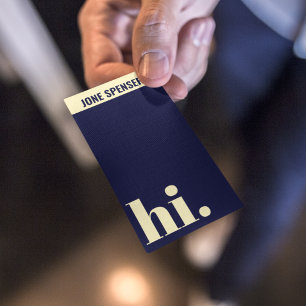 Hi Hello Simple Typografy Blue & Beige Lässig Visitenkarte