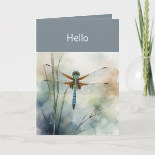 Hi Hello Watercolor Dragonfly Art Karte