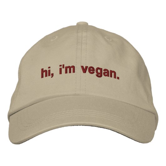 Hi, ich bin vegan bestickter Hut (Vorderseite)
