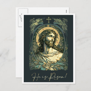 Hi ist Risen! Art Nouveau Jesus Malerei Ostern Feiertagspostkarte