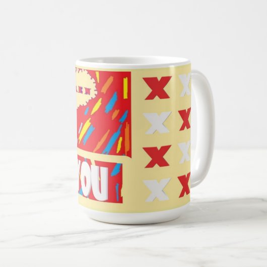 HI Karen Love You with bright red and patterned Kaffeetasse (VorderseiteRechts)