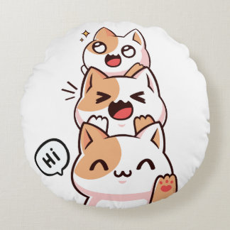 Hi Katzen Rundes Kissen