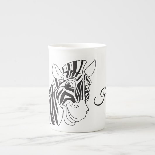 "Hi" Lettering Lovely Zebra Black & White trendy Porzellantasse (Vorderseite)