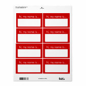 Hi, mein Name ist, die Labels mit rotem Namen (Vorne)