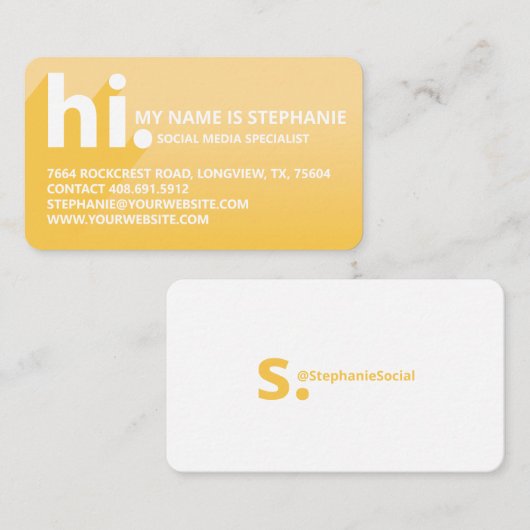 Hi Mein Name ist muffig diagonal Shadow Yellow Gra Visitenkarte (Vorne/Hinten)