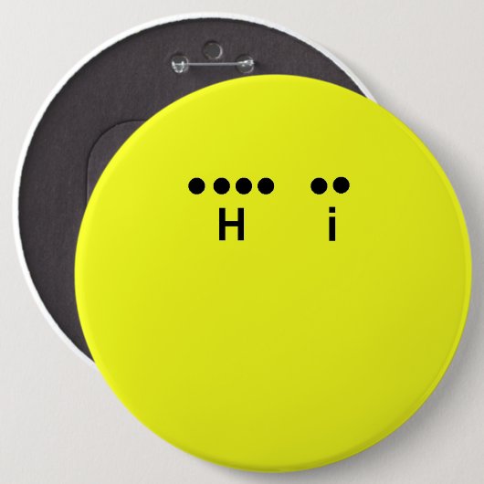 "Hi" Morse Code Big Yellow Button (Vorne & Hinten)