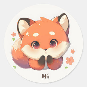 Hi Niedlich Fox Animal Runder Aufkleber