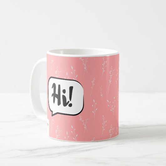 Hi & Niedlich | Pink-weiße Blume Muster Kaffeetasse (Vorderseite Links)