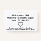 Hi-Parkinson-Erkrankung Patient pvc-Abzeichen Ausweis (Rückseite)