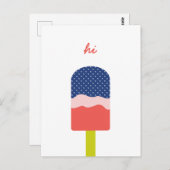 Hi Popsicle in Blue Coral Fun Personalisiertes Skr Postkarte (Vorne/Hinten)