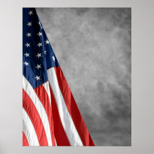 Hi Res COMPACT FOTO BACKDROP - US Flag Grau Poster